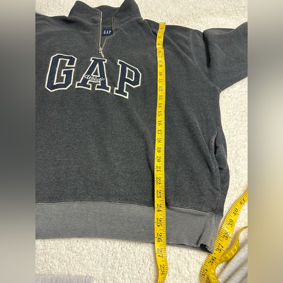 Y2K GAP Spellout Sweatshirt Mens Size L Gray Terry 1/4 Zip Preppy Trendy College - Picture 7 of 8